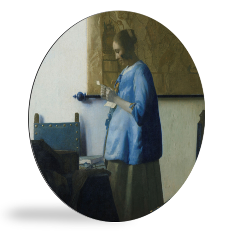 Runde Bilder - Frau in Blau liest einen Brief - Gemälde von Johannes Vermeer